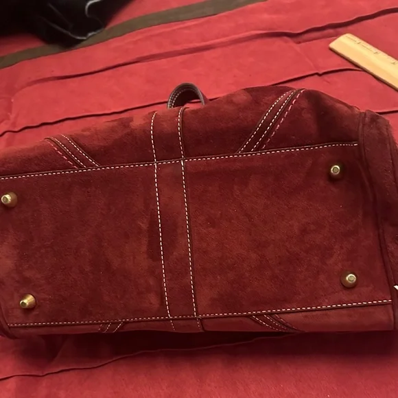 Coach Rich Red Suede Satchel - Picture 3 of 8